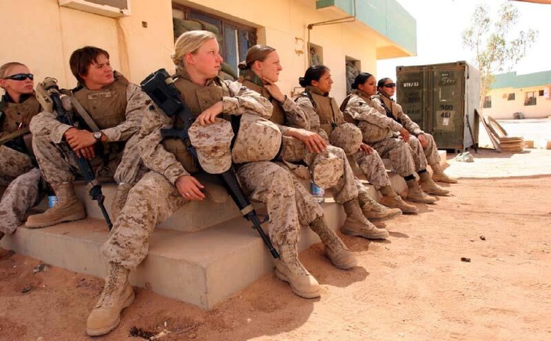 Female Soldiers Sitting