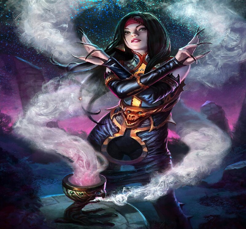 Female Sorceress Casting Spell — Purple, Dramatic