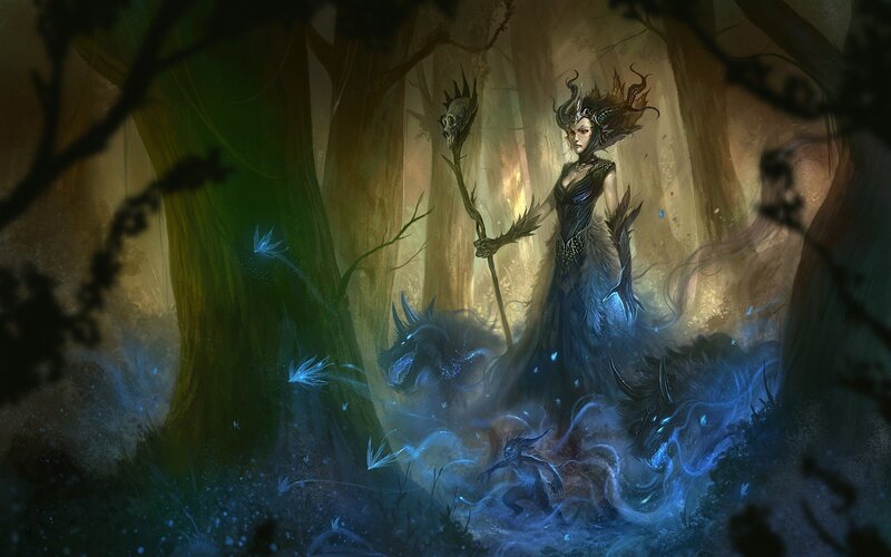 Female Sorceress in Forest
