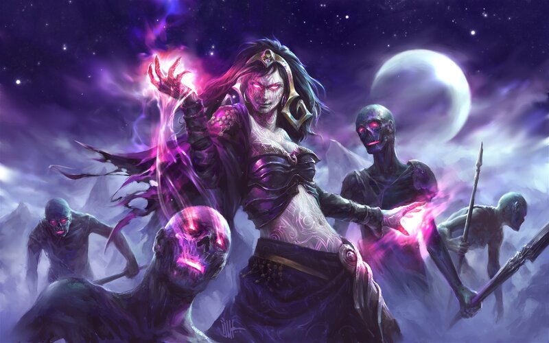 Female Sorceress with Undead