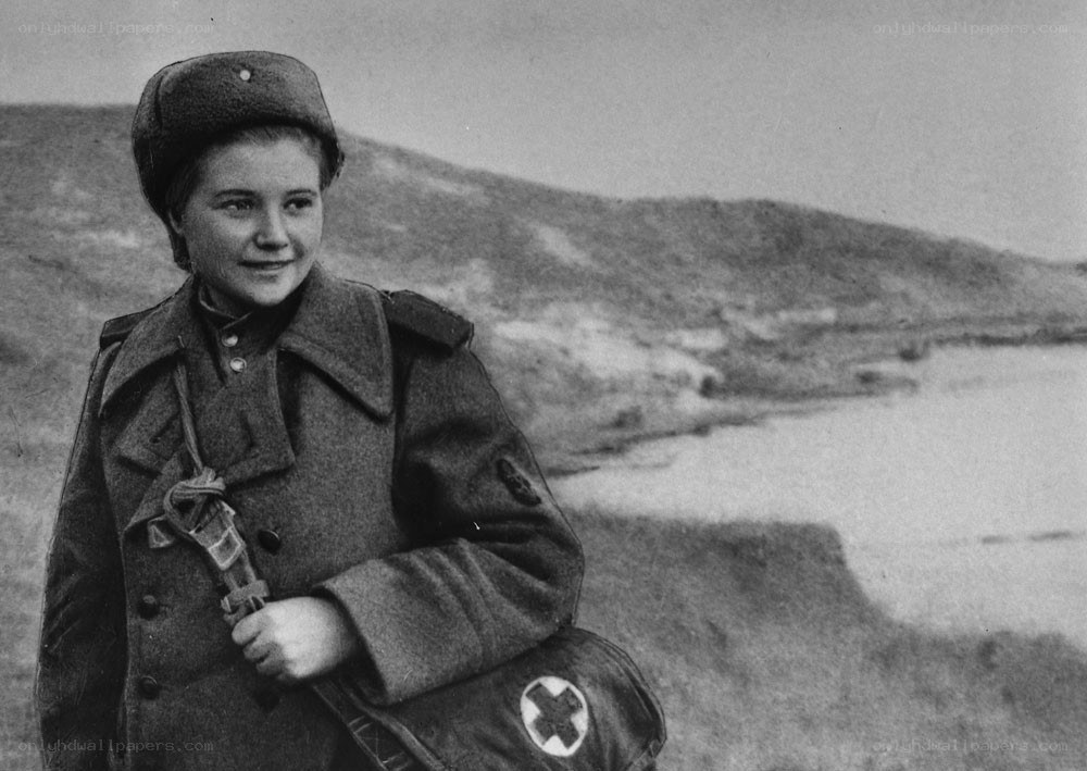 Female Soviet medic in uniform