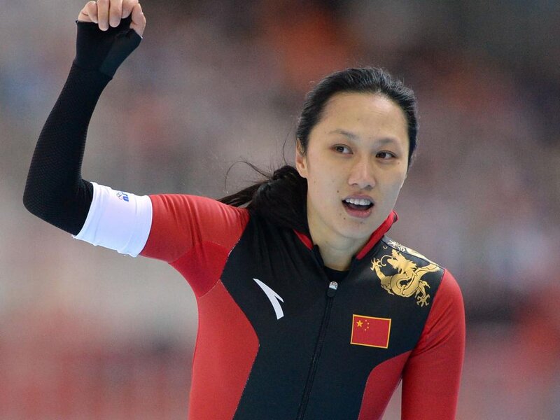 Female Speed Skater — Red, Intense