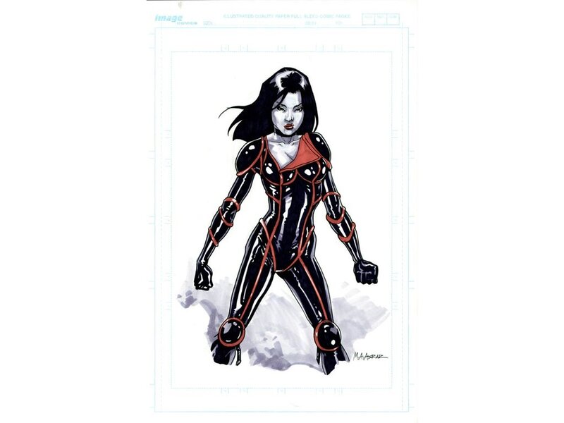 Female Superhero Character — Black, Confident, Comic, Black Suit