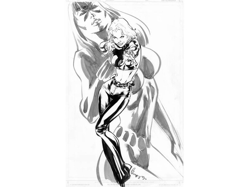 Female Superhero Character — Black, Dramatic, Comic