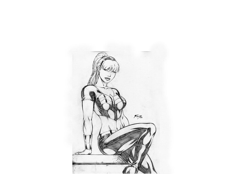 Female Superhero Character — Black, Neutral