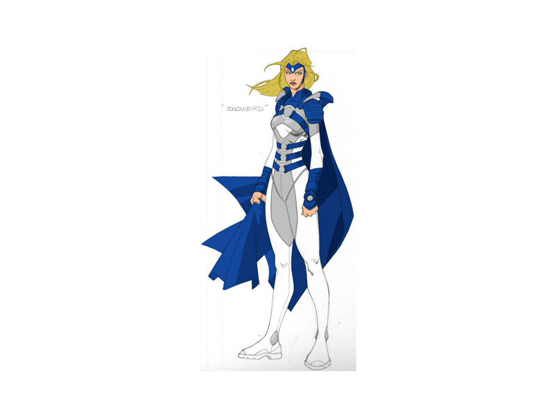 Female Superhero Character — Blue, Confident