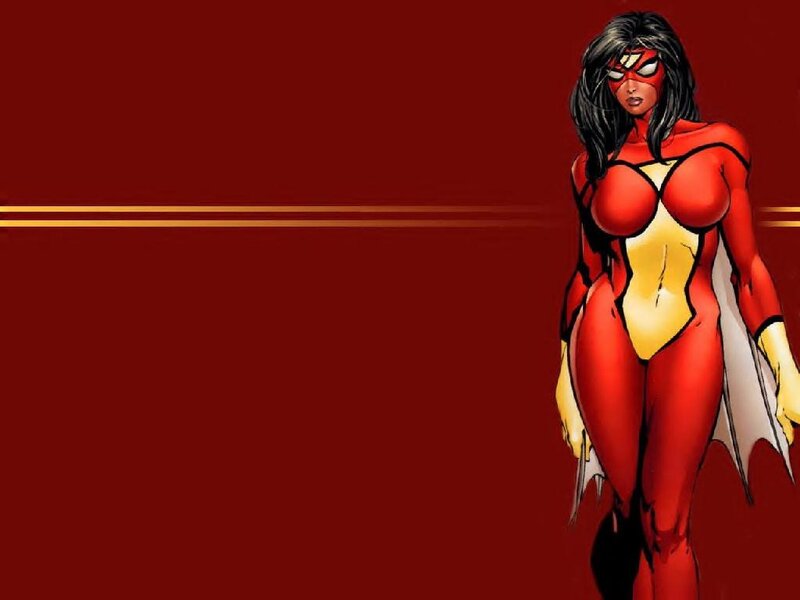 Female Superhero Character — Red, Confident, Comic, Mask
