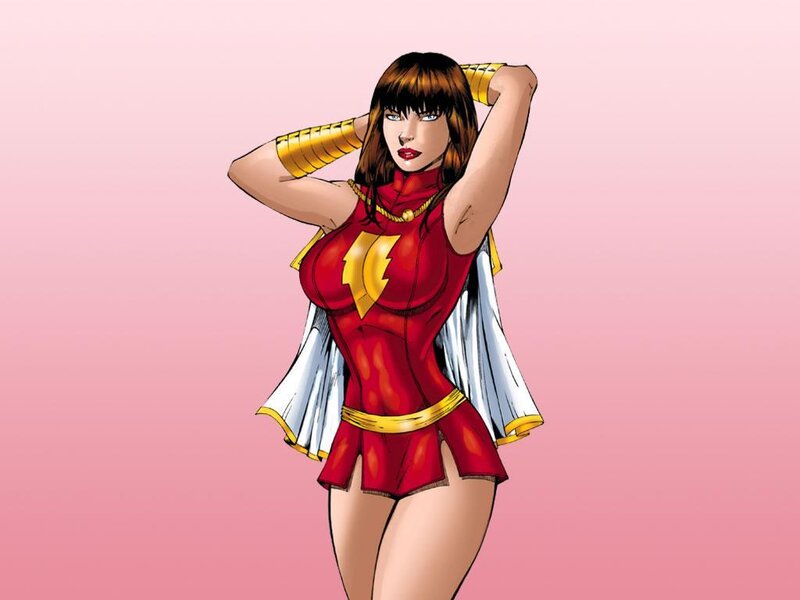 Female Superhero Character — Red, Confident, Comic