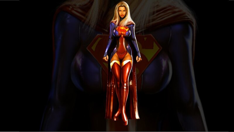 Female Superhero Character — Red, Dramatic