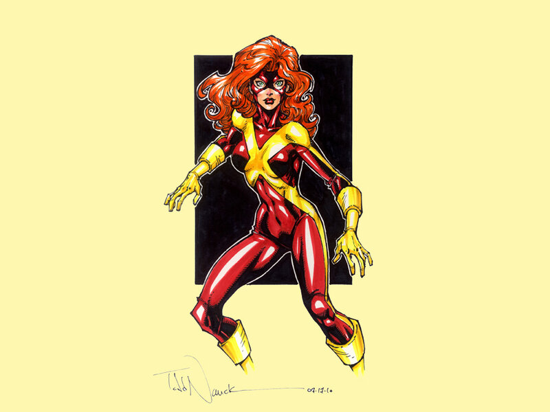 Female Superhero Character — Red, Dynamic