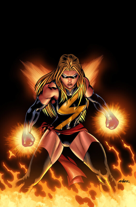 Female Superhero in Action — Black, Dramatic, Comic