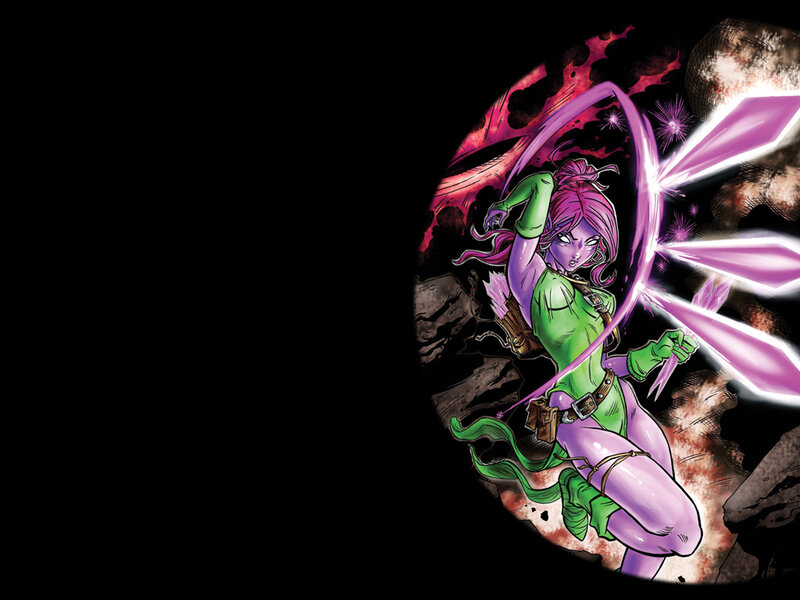 Female Superhero in Action — Purple