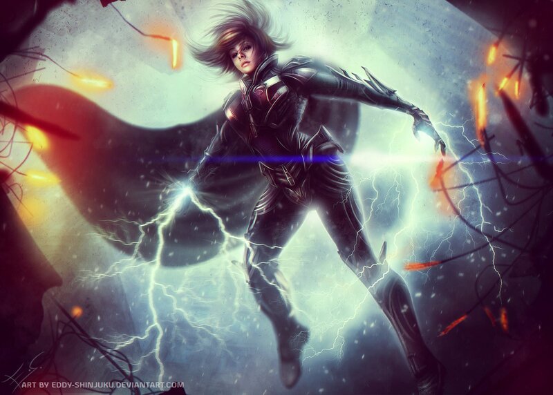 Female Superhero in Armor — Black