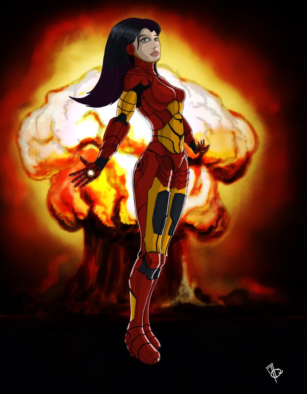 Female Superhero in Armor — Red