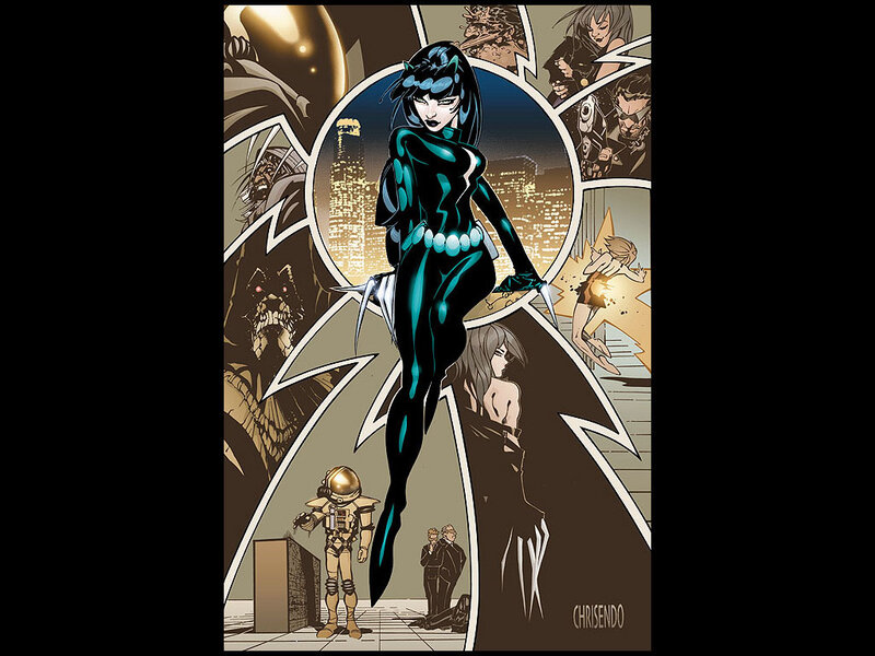 Female Superhero in Black Suit — Dramatic