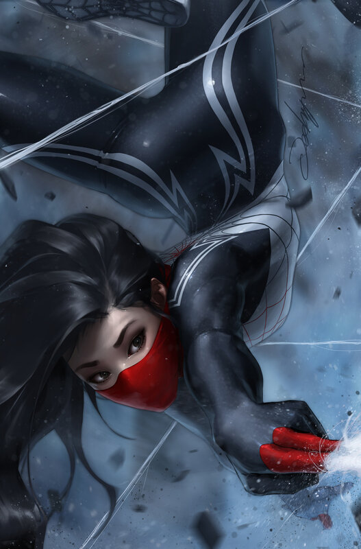 Female Superhero in Black Suit — Dramatic, Winter