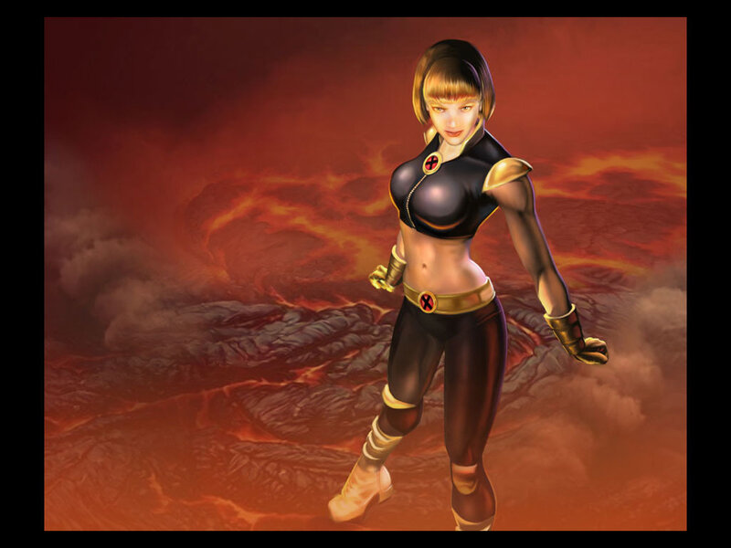 Female Superhero in Black Suit — Red