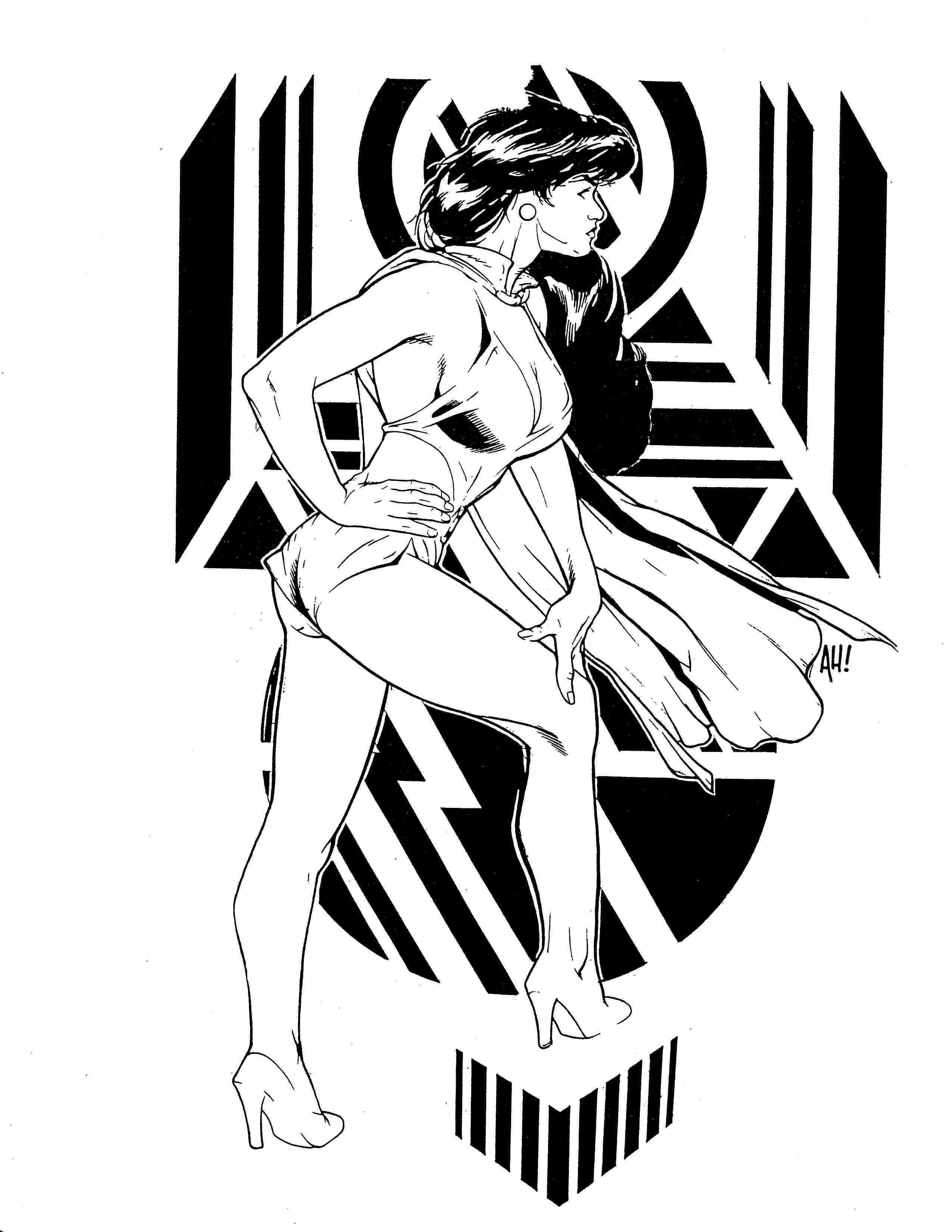 female superhero in dynamic pose