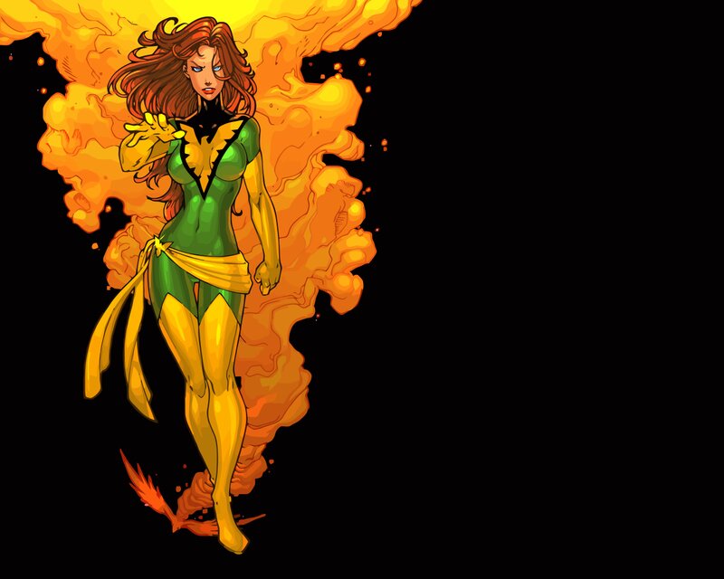 Female Superhero in Flames — Black, Dramatic, Comic