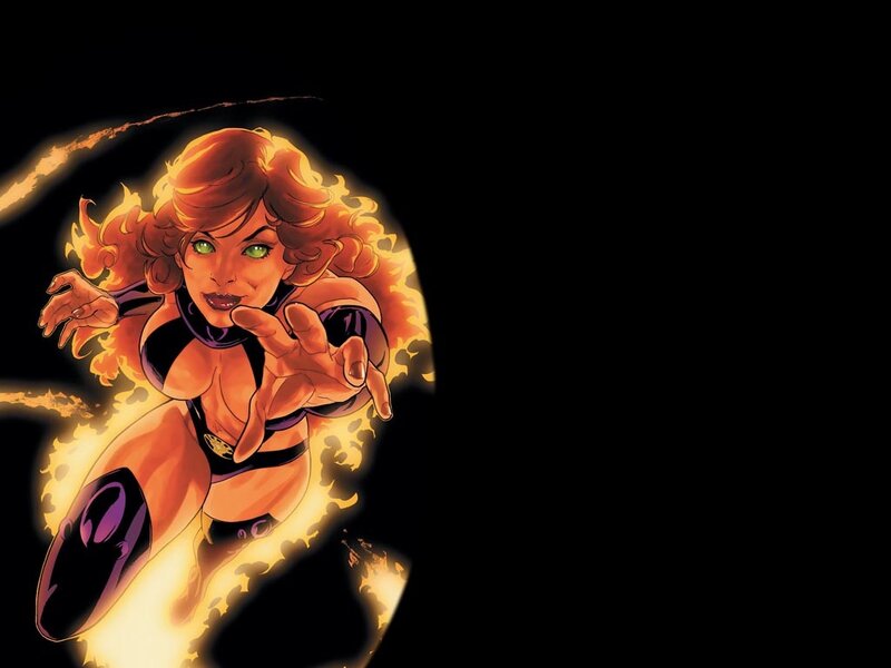 Female Superhero in Flames — Black