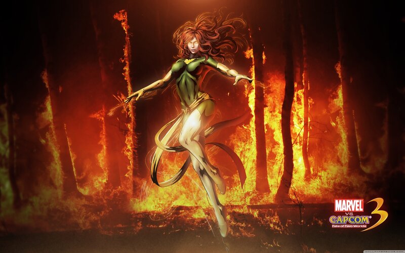 Female Superhero in Flames — Red