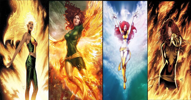 Female Superhero in Flames — Yellow
