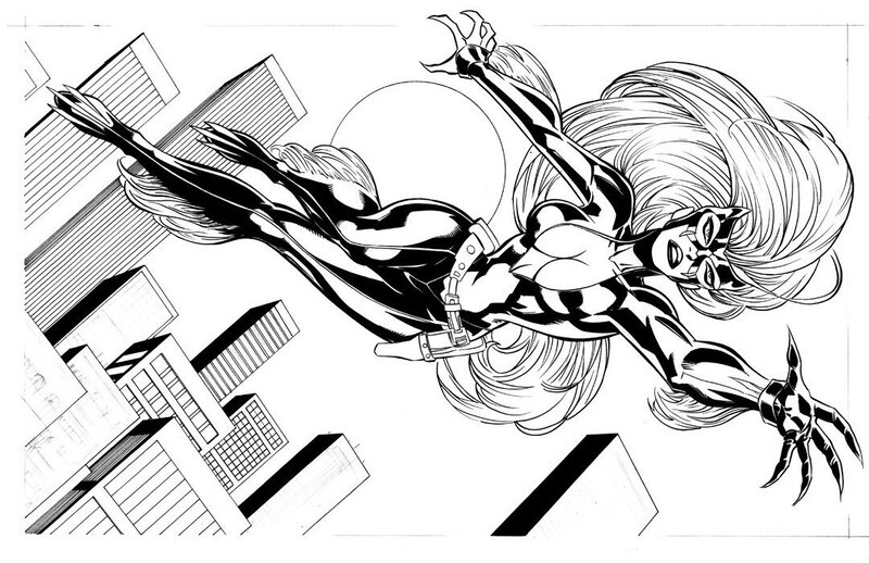 Female Superhero in Flight — Black