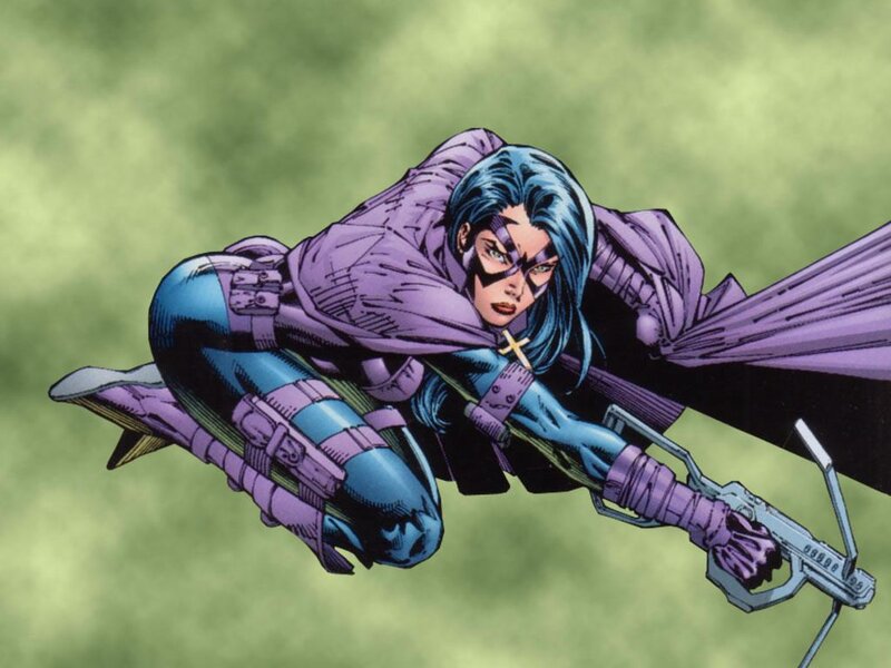Female Superhero in Flight — Purple