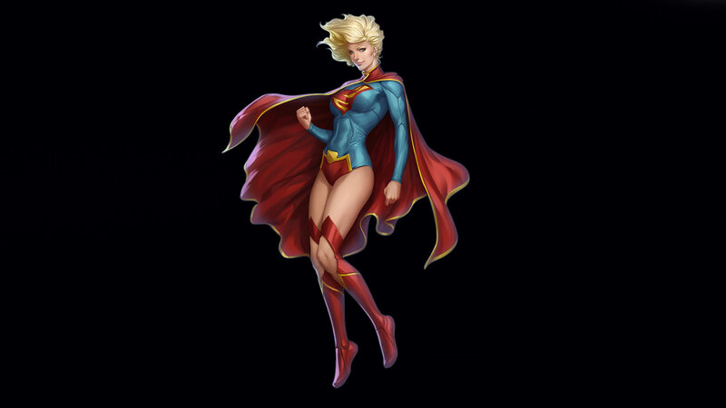 Female Superhero in Flight — Red, Dramatic