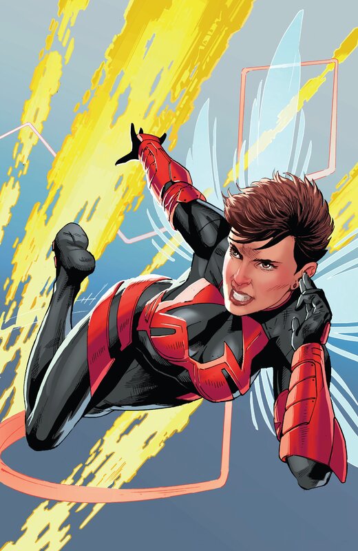 Female Superhero in Flight — Red, Dynamic, Comic