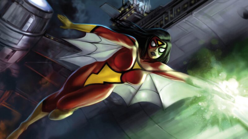 Female Superhero in Flight — Red