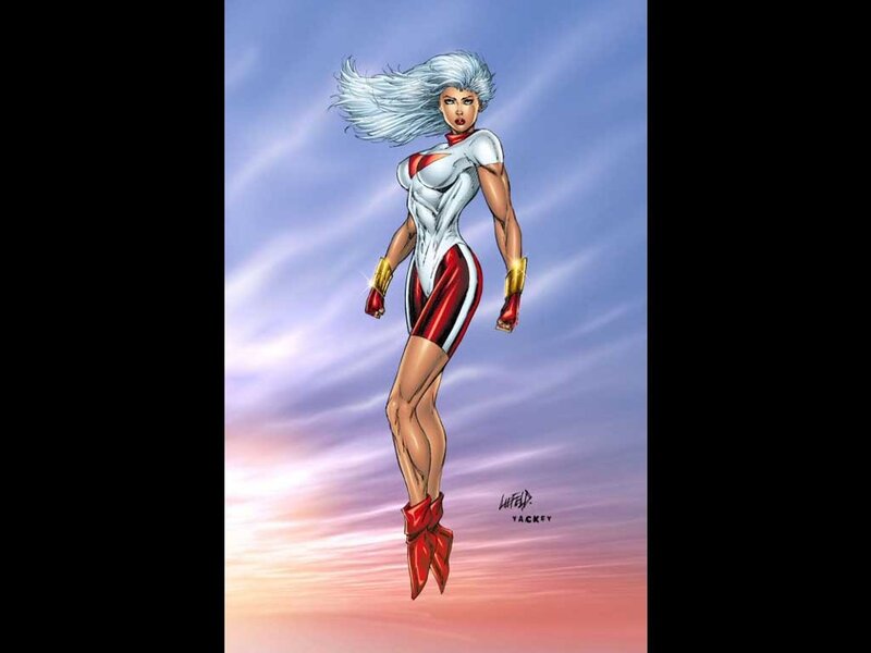 Female Superhero in Flight — White