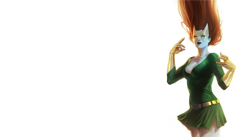female superhero in green suit