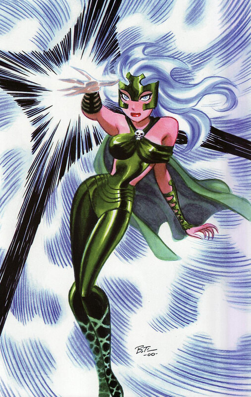 female superhero in green suit