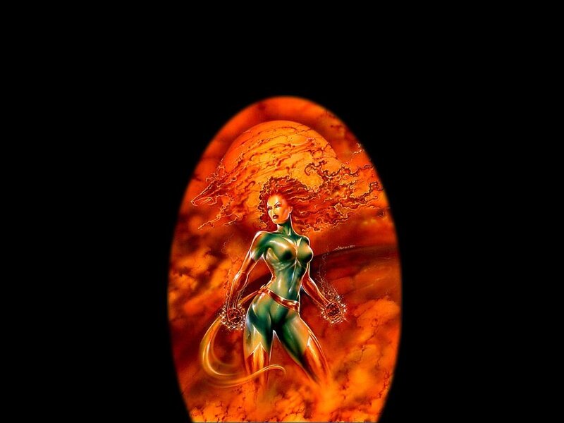 Female Superhero in Green Suit — Orange