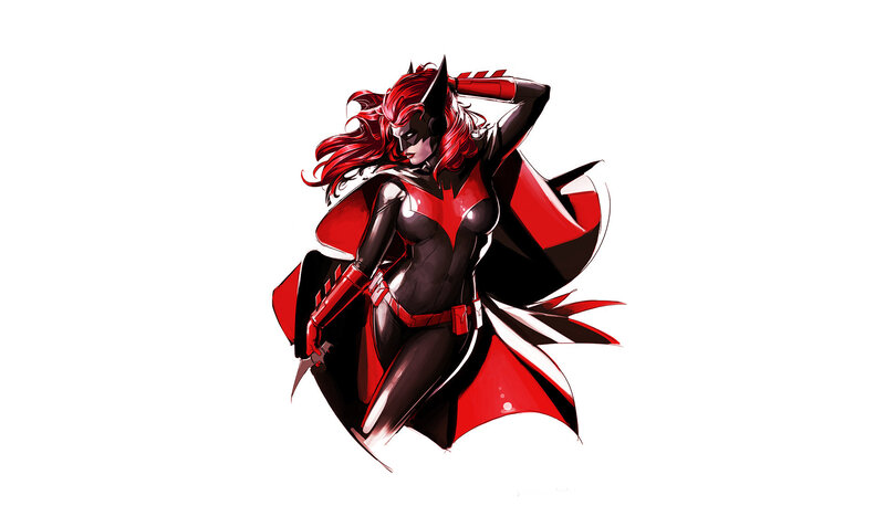 Female Superhero in Red Suit — Dramatic, Comic, Red Hair