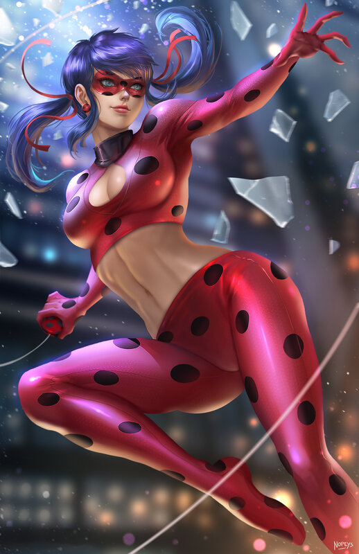 Female Superhero in Red Suit — Dynamic, Night
