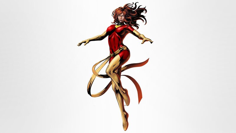 Female Superhero in Red Suit — Dynamic