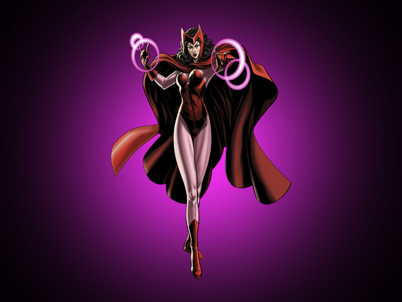 Female Superhero in Red Suit — Purple, Dramatic