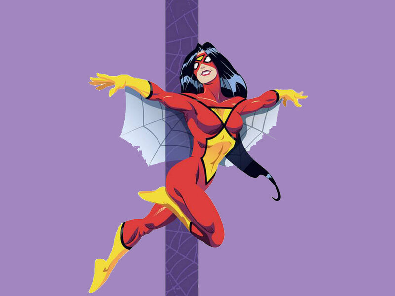 Female Superhero in Red Suit — Purple