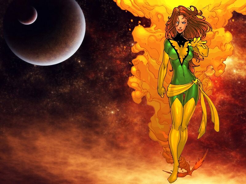 Female Superhero in Space — Orange