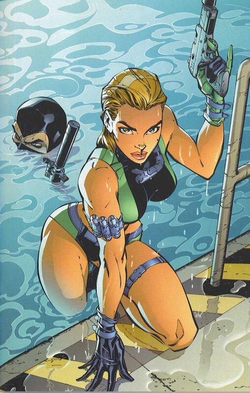 female superhero in water