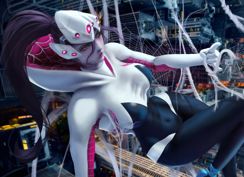 Female Superhero in Web Suit