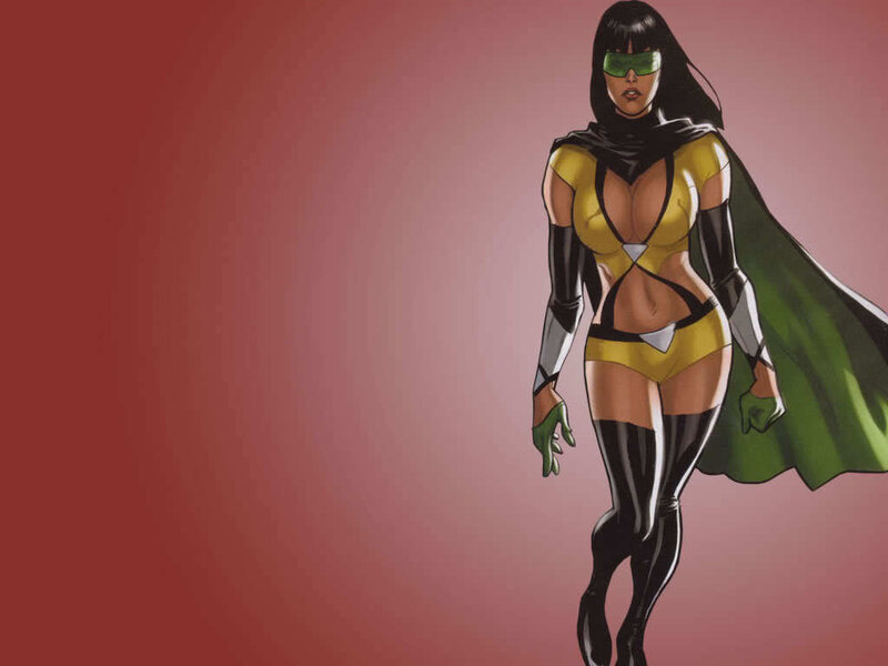 female superhero in yellow suit