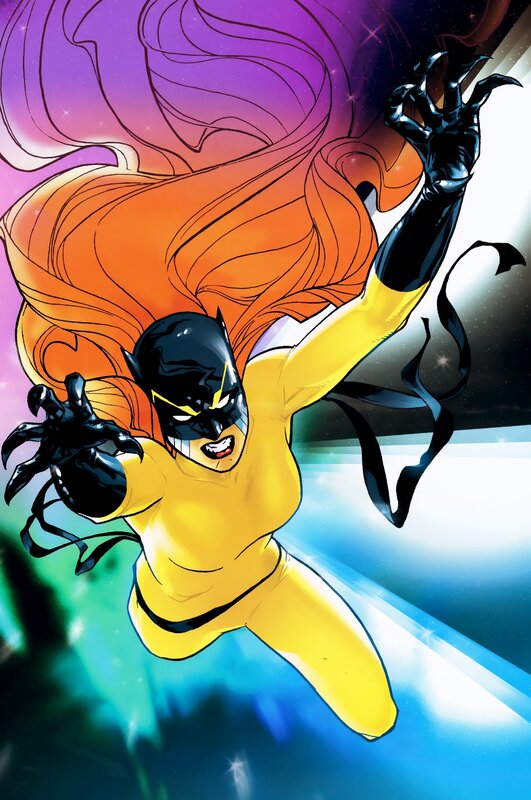 female superhero in yellow suit