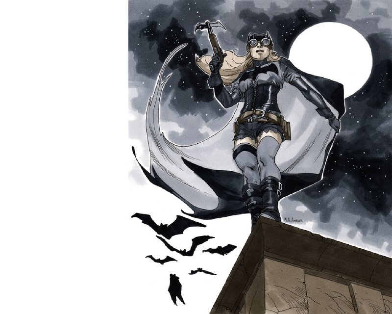 Female Superhero on Rooftop