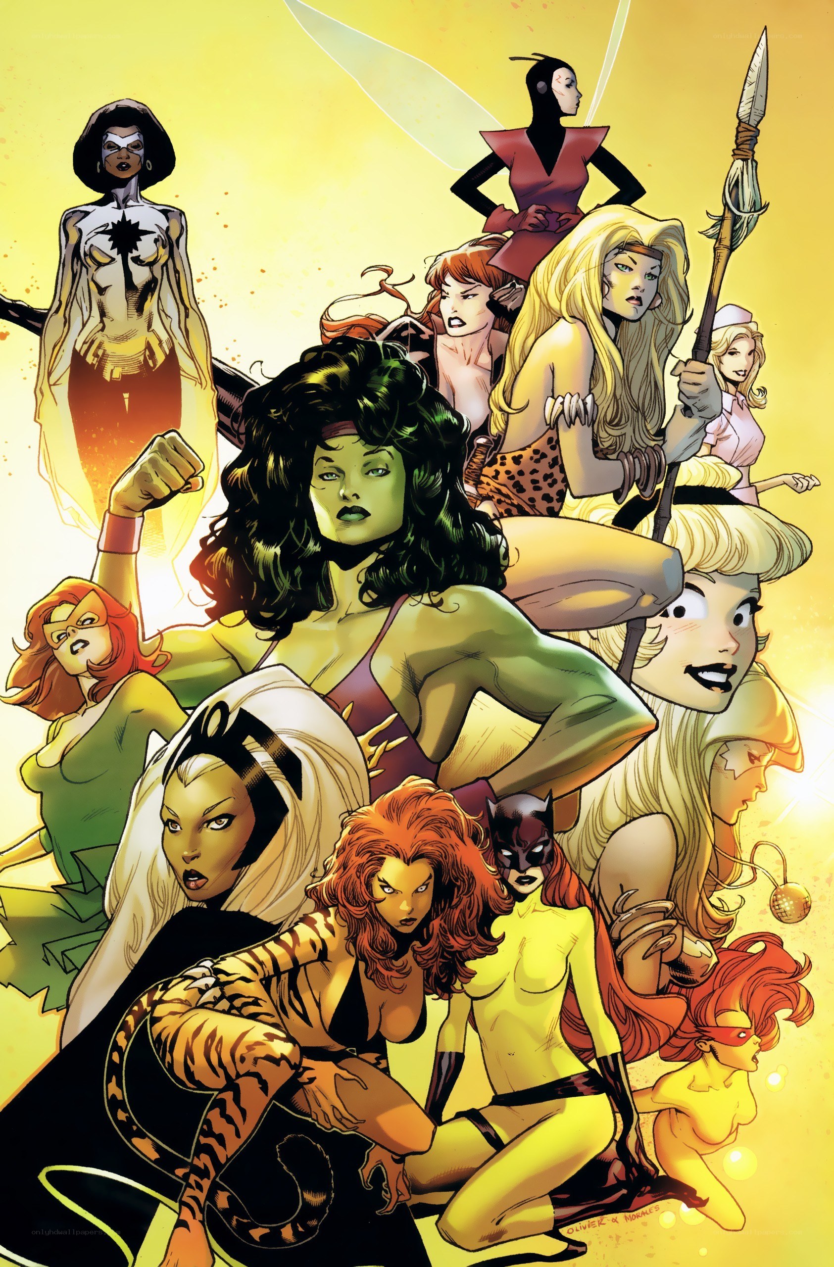female superhero team illustration