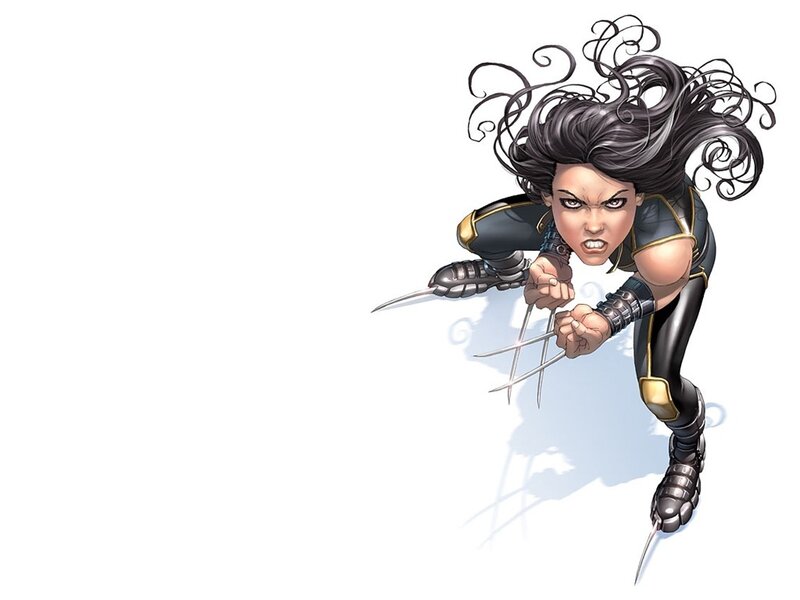 Female Superhero with Claws — Black, Aggressive, Comic, Black Suit, Long Hair