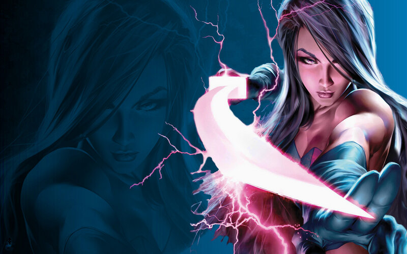 female superhero with energy blade