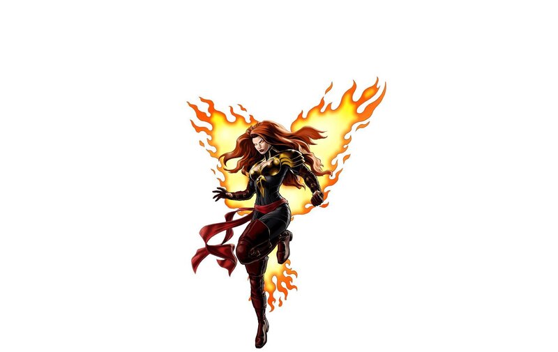 Female Superhero with Flames — Black